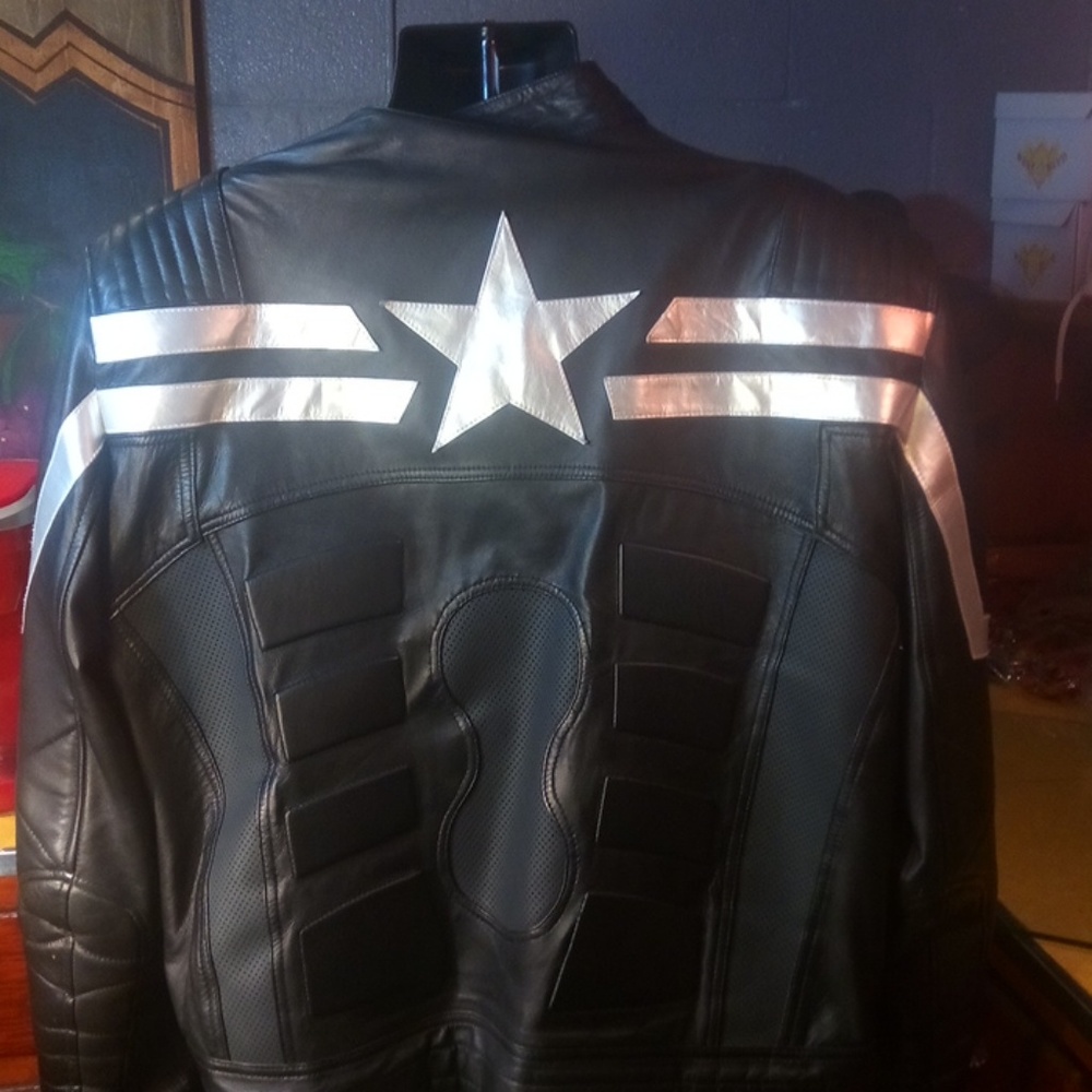 Men's Black Leather Motorcycle Racing Jacket 3XL - Picture 6 of 8